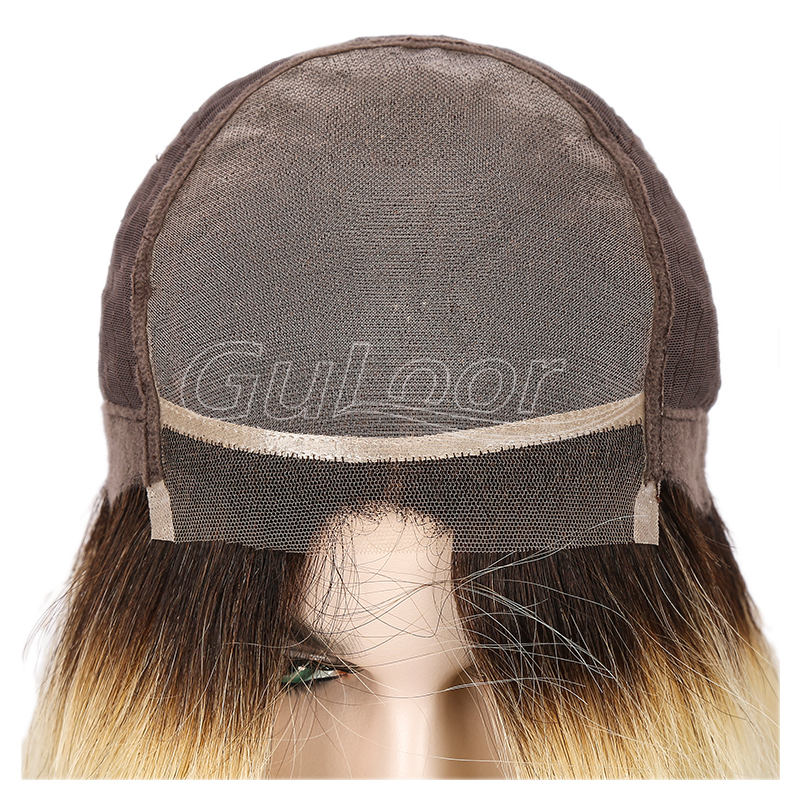 1B/613 Ombre Blonde Natural straight Mono Top Human Hair Wig