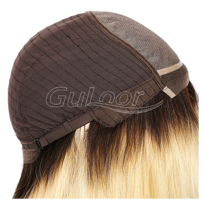 1B/613 Ombre Blonde Natural straight Mono Top Human Hair Wig