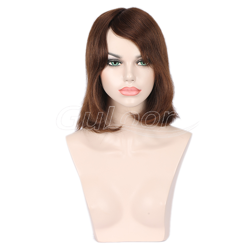 Medium Brown Bob Style Natural Looking Mono Top Wig