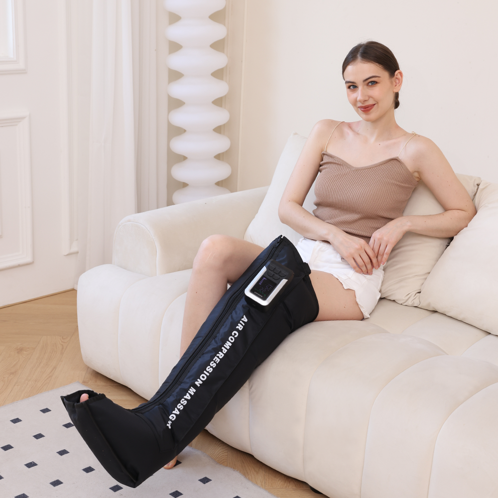 Air Compression Leg Massager ST-504A | 5-Chamber Sequential Compression + 5 Intensity | Beirelax OEM