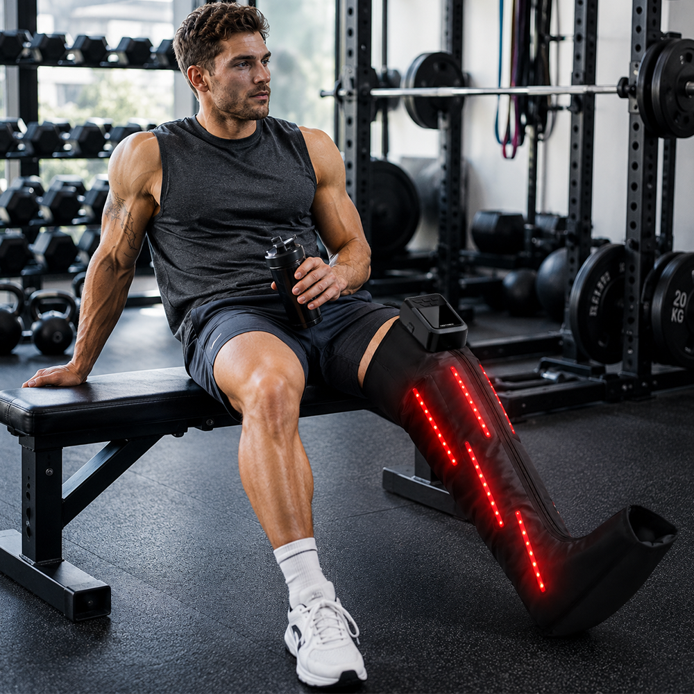 Red Light Therapy Leg Massager ST-5041A | Air Compression 5-Chamber + 660nm/850nm LED | Beirelax OEM