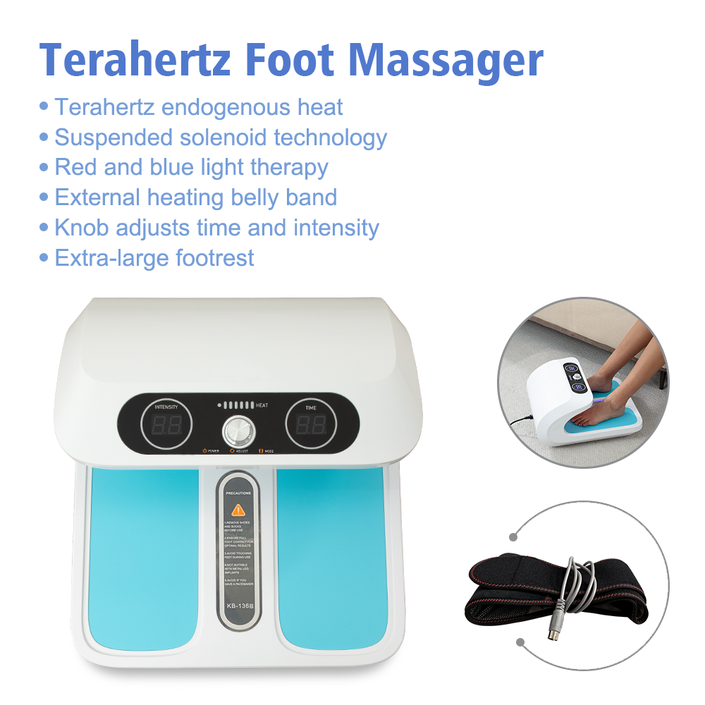 Terahertz Foot Massager KB-136C | PEMF Suspended Solenoid + Red Blue Light + Heating Belt | Beirelax OEM