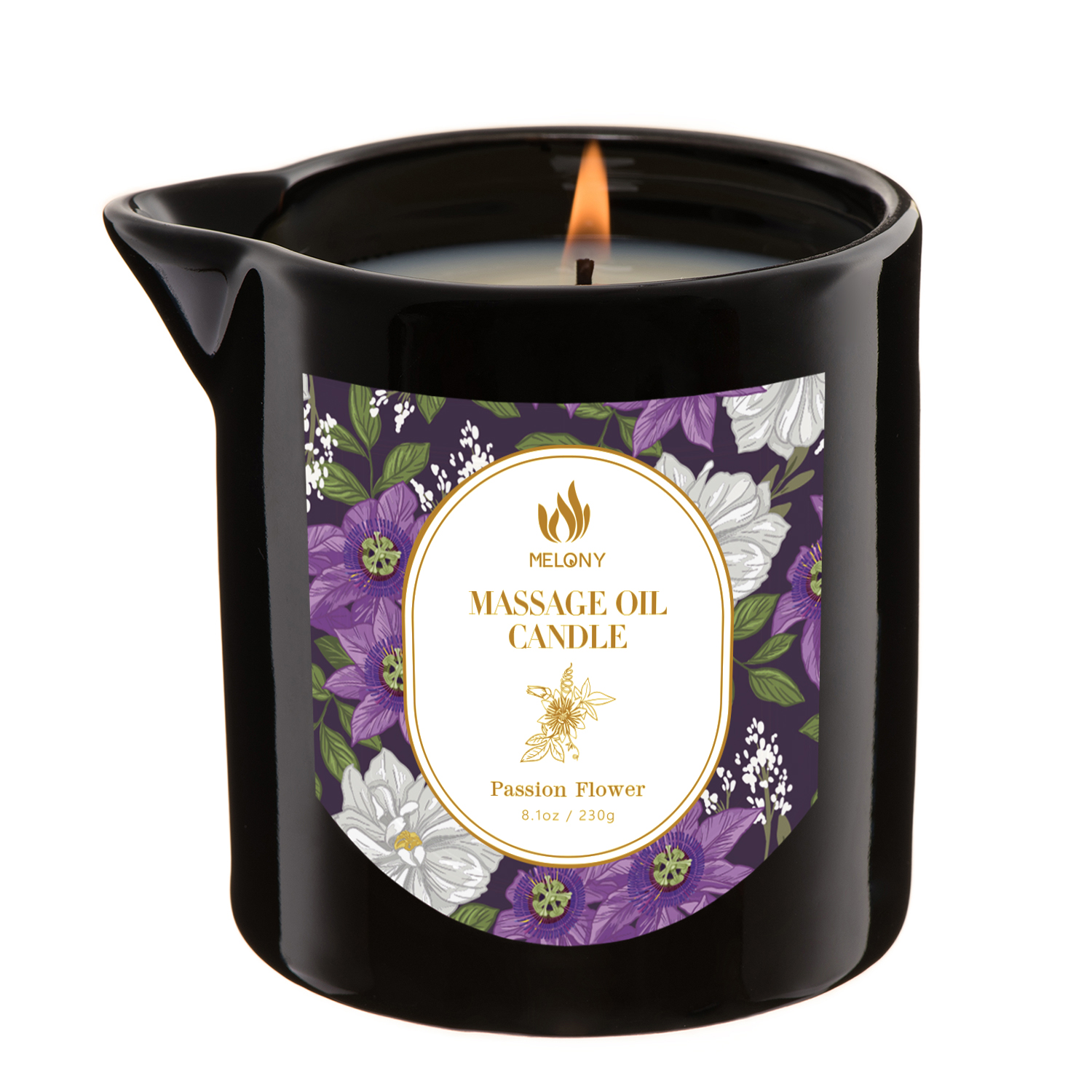 Passion Flower | MELONY SOY MASSAGE CANDLE ADD ESSENTIAL OIL | 8.1OZ / 230G 