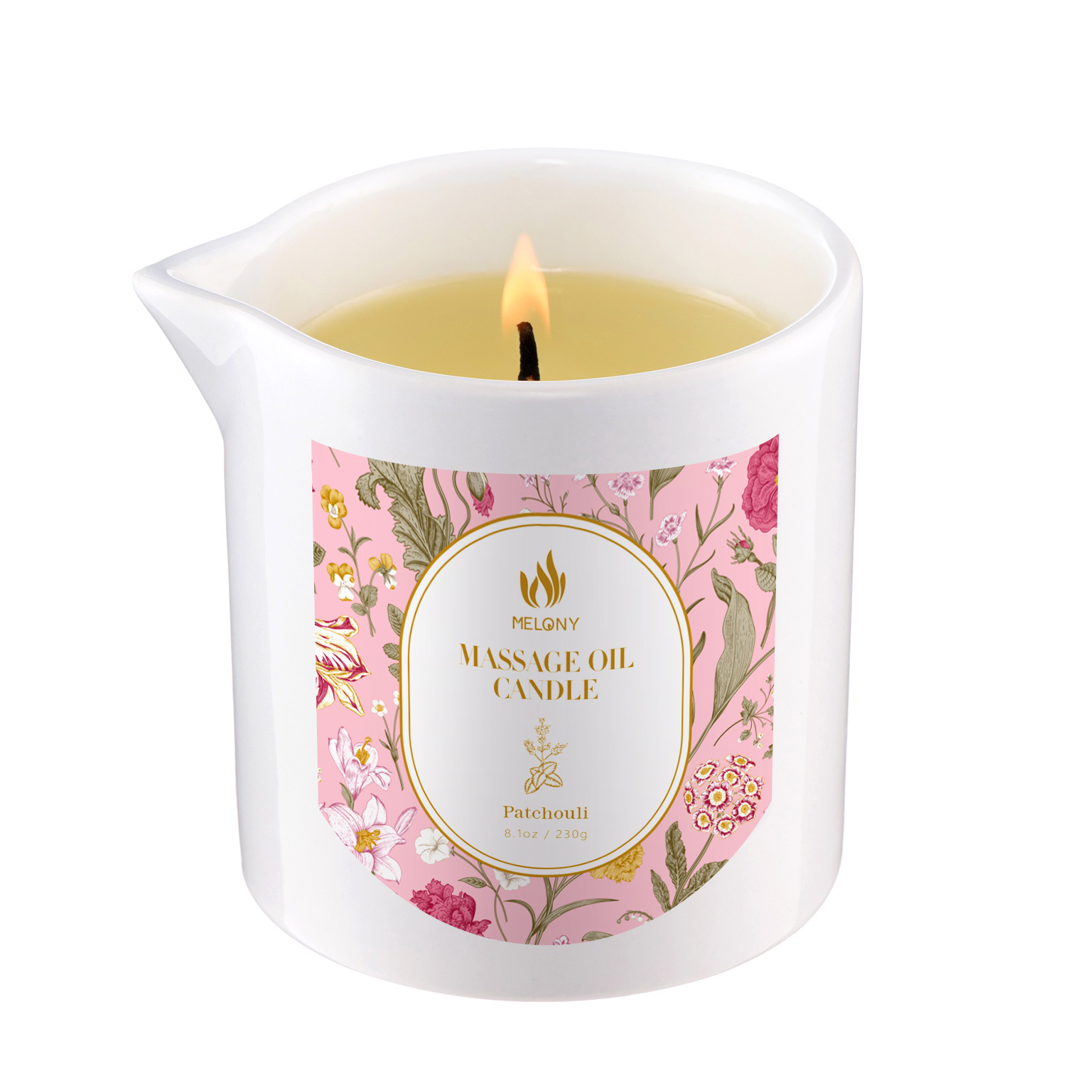  Patchouli | MELONY SOY MASSAGE CANDLE ADD ESSENTIAL OIL | 8.1OZ / 230G 