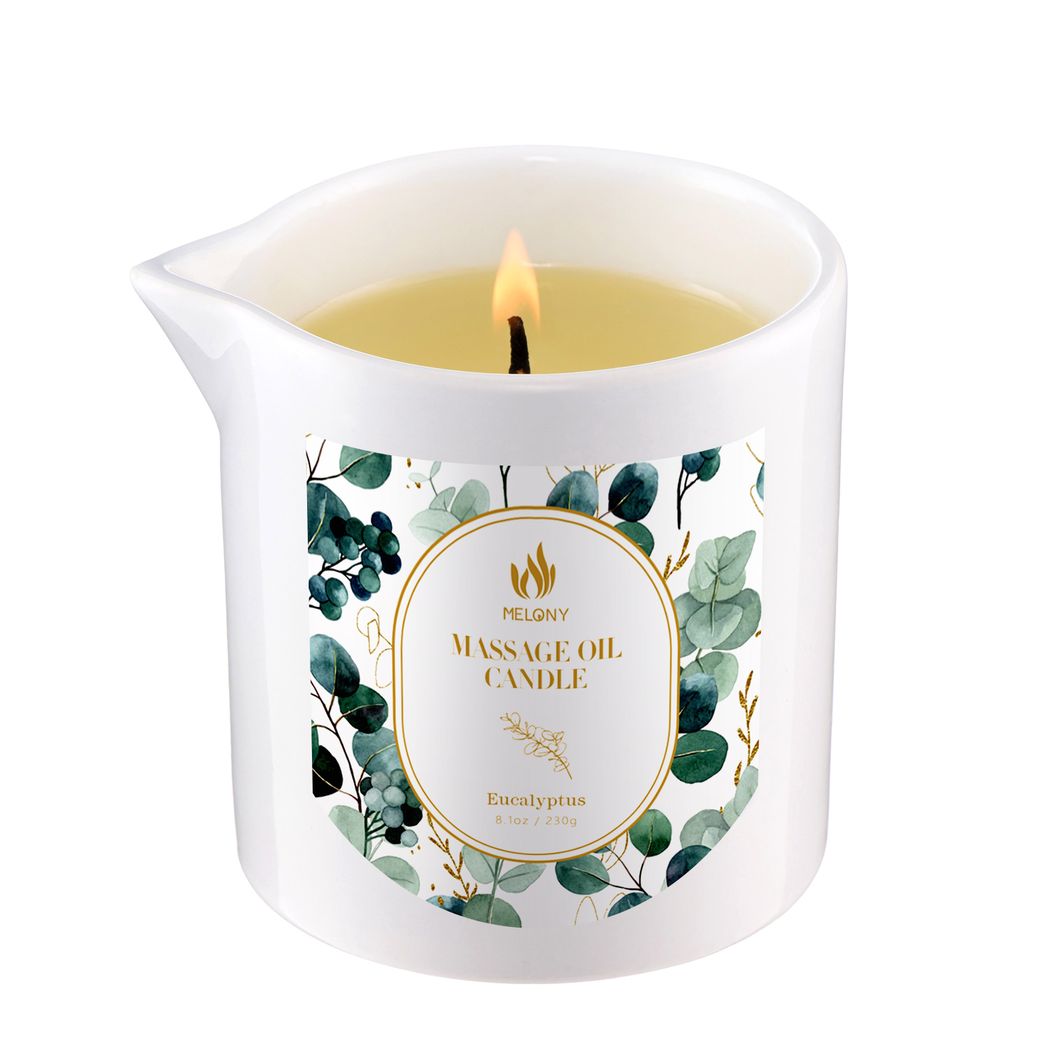 Eucalyptus | MELONY SOY MASSAGE CANDLE ADD ESSENTIAL OIL | 8.1OZ / 230G 