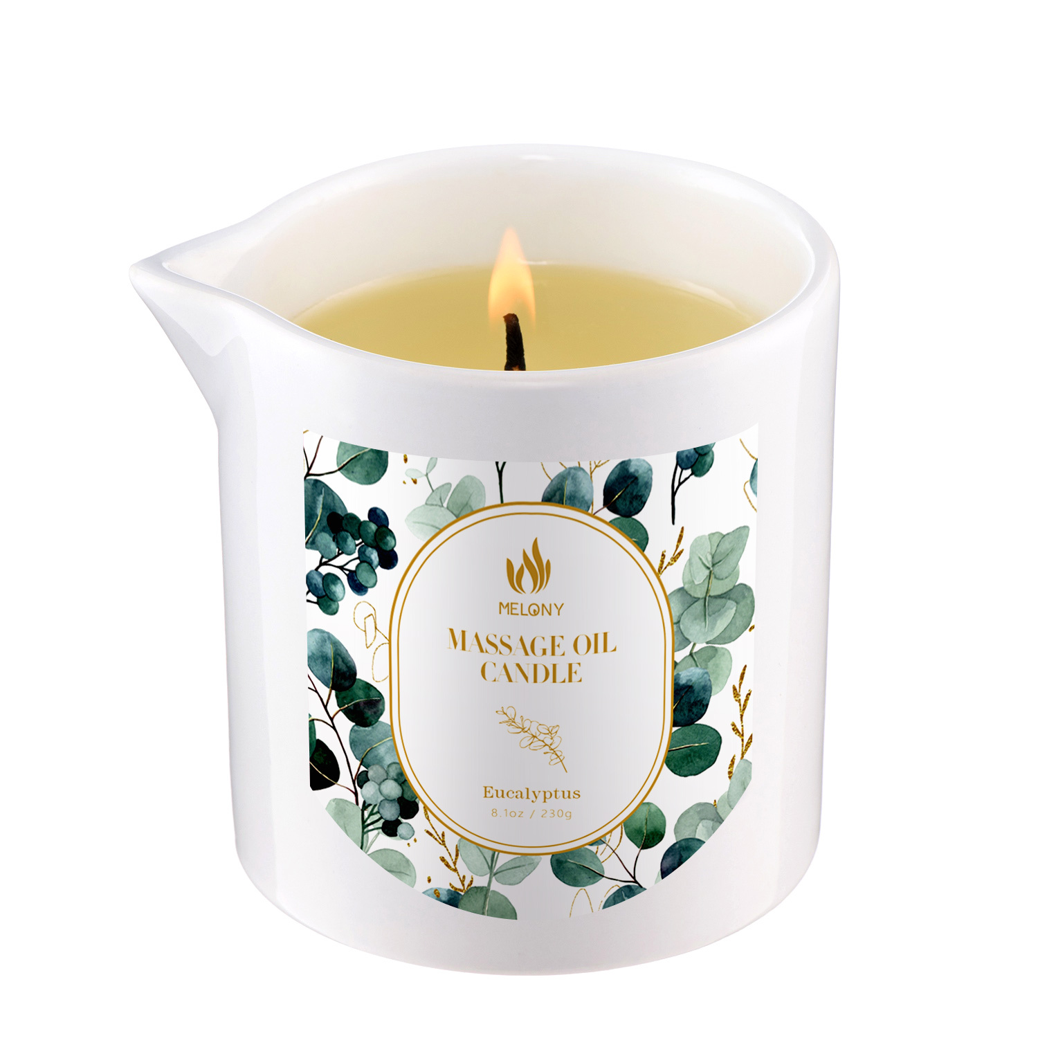 Eucalyptus | MELONY SOY MASSAGE CANDLE ADD ESSENTIAL OIL | 8.1OZ / 230G 