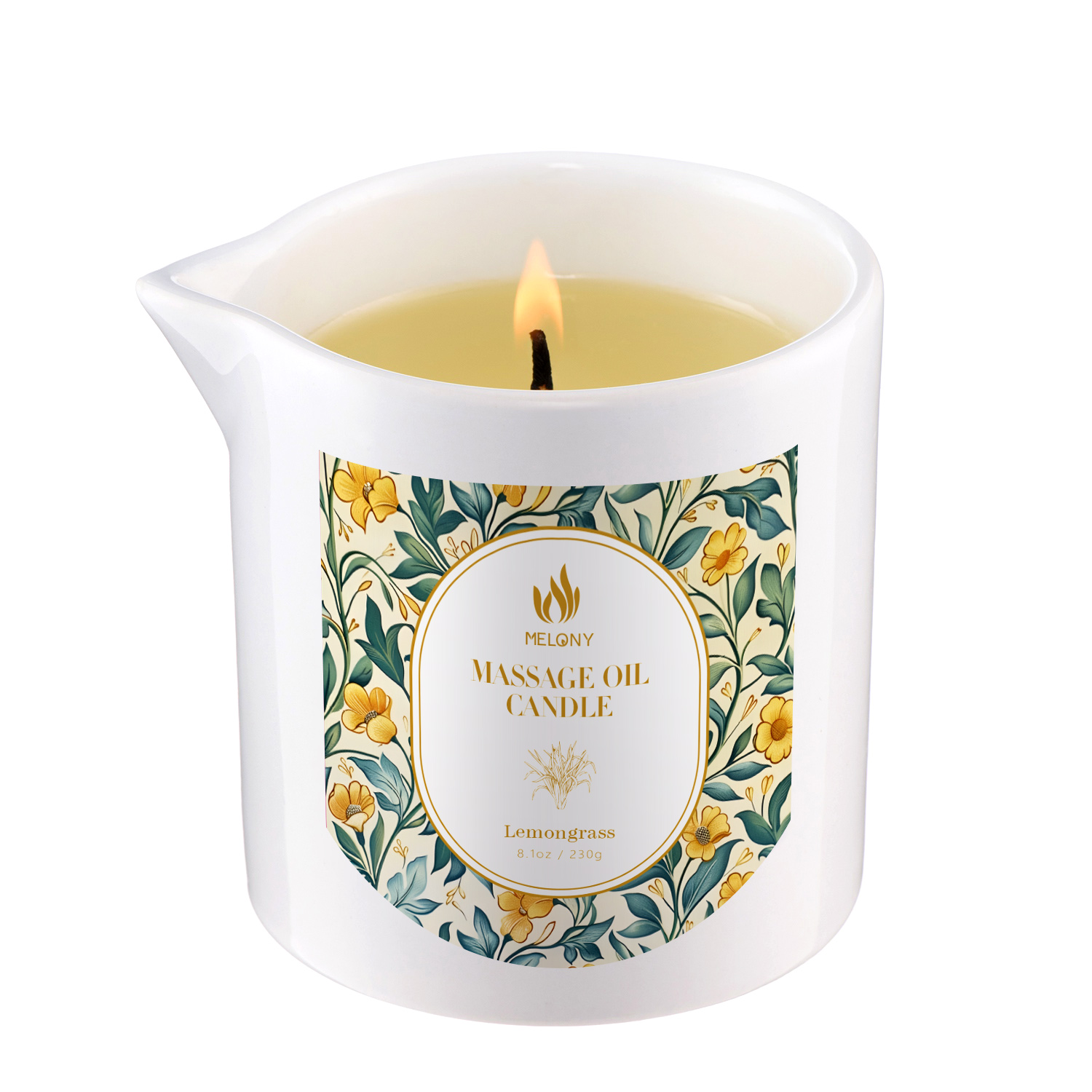 Lemongrass | MELONY SOY MASSAGE CANDLE ADD ESSENTIAL OIL | 8.1OZ / 230G 