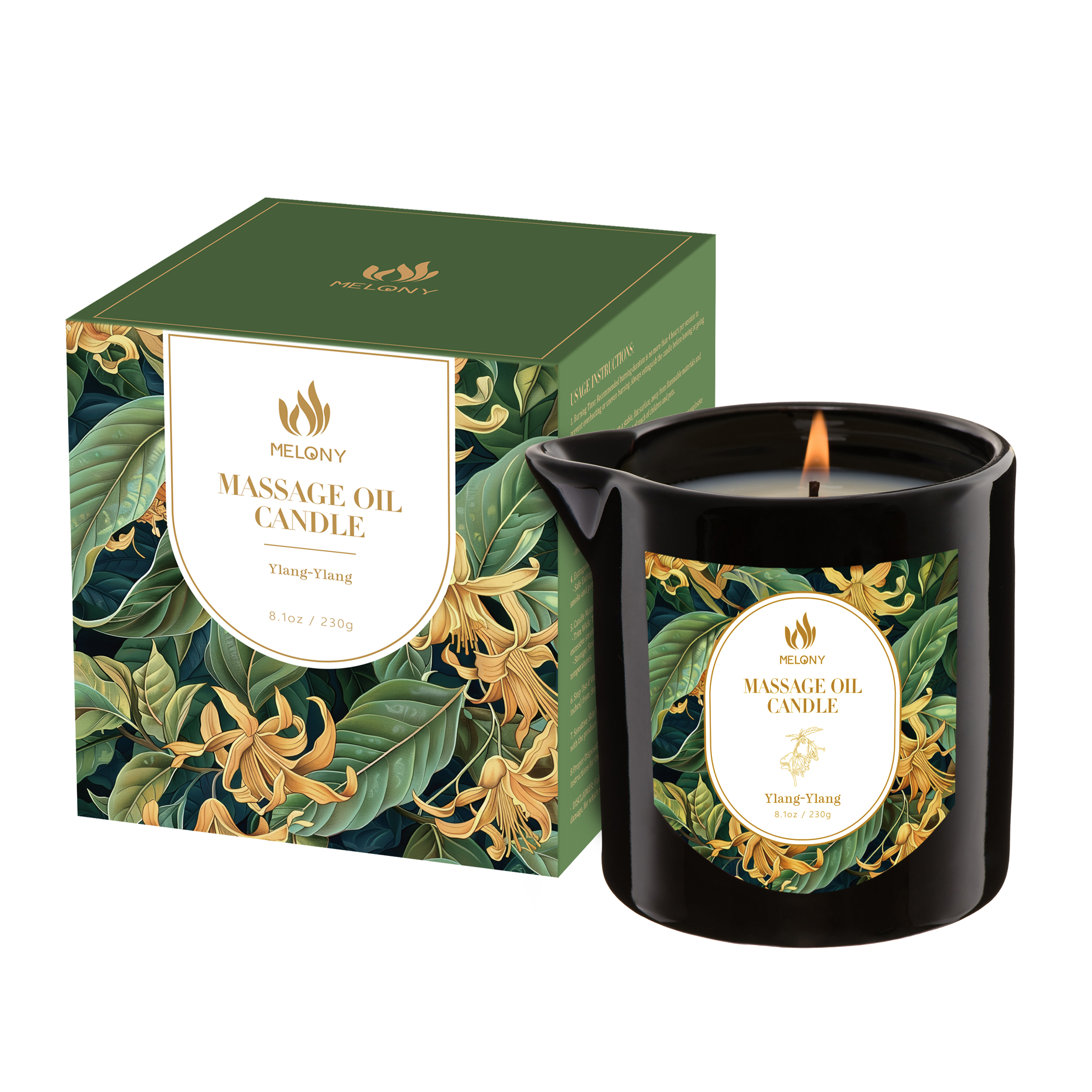 MELONY Essential Oil Massage Oil Candle | Ylang-Ylang | 8.1OZ / 230G