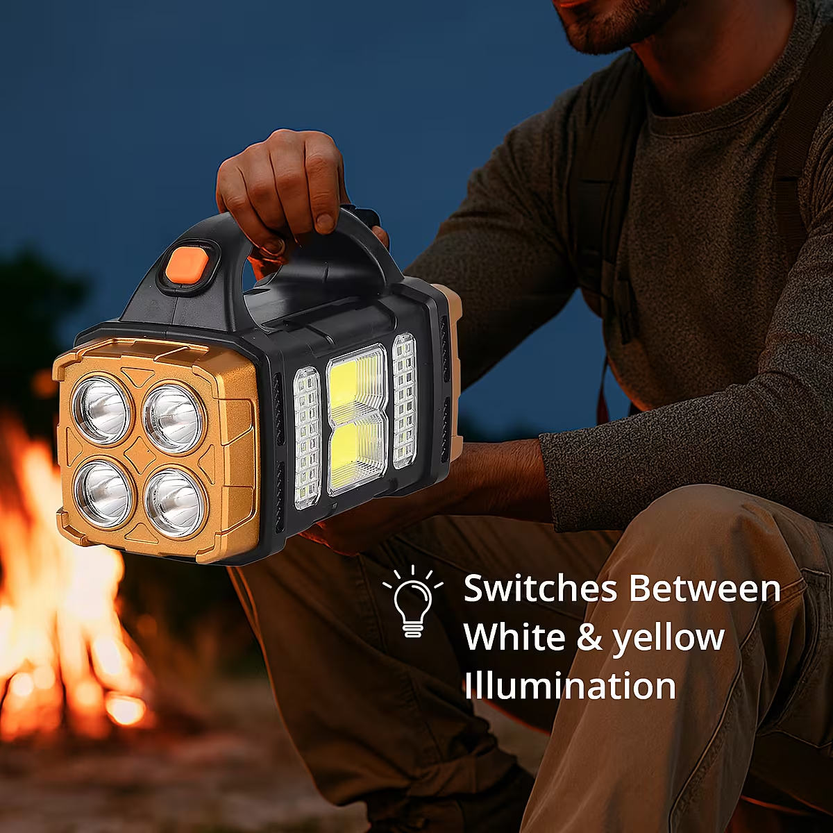 COB Multi-functional Solar Charging Outdoor Emergency Searchlight - Red