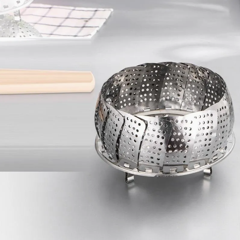 High Quality Stainless Steel Fruit Basket Folding Kitchen Multifunctional Steamer Rack Cookware Utensils