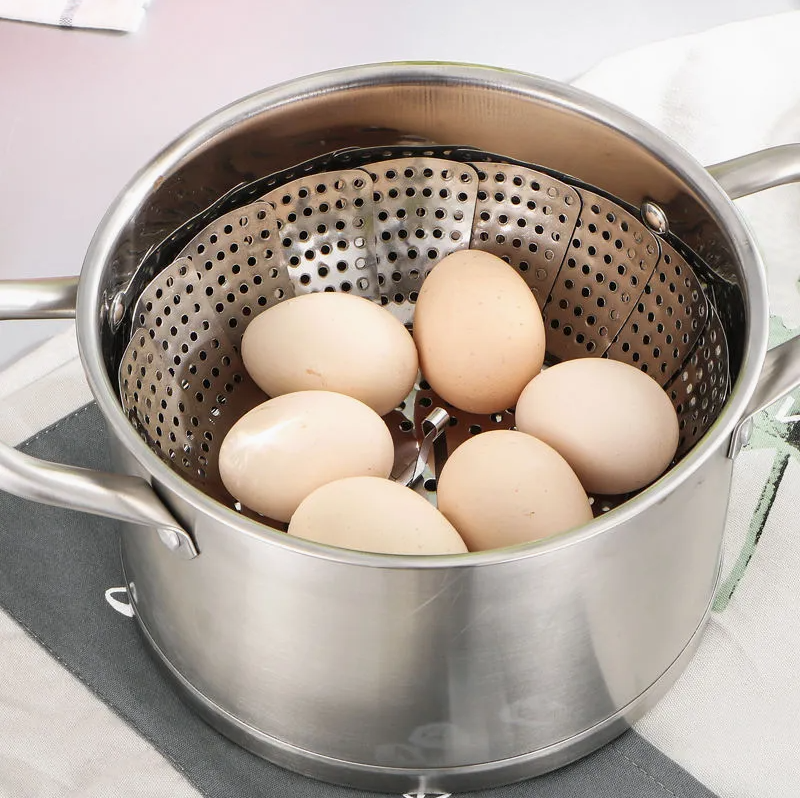 High Quality Stainless Steel Fruit Basket Folding Kitchen Multifunctional Steamer Rack Cookware Utensils