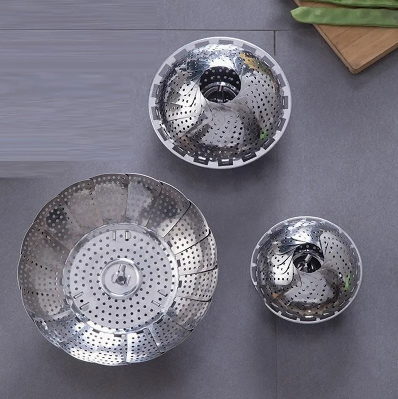 High Quality Stainless Steel Fruit Basket Folding Kitchen Multifunctional Steamer Rack Cookware Utensils