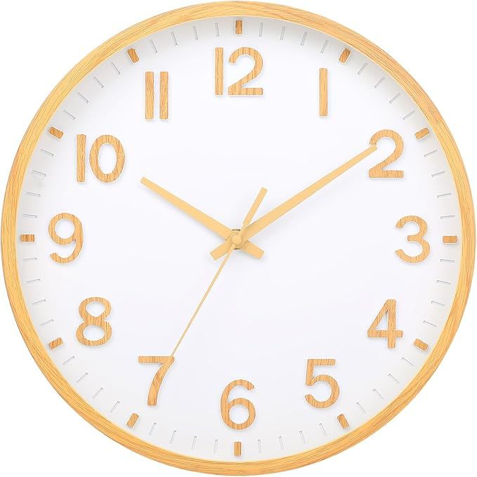 Wall Clocks Battery Operated 8 inch Modern Wall Clock,Silent Non Ticking Wall Clock for Living Room Bedroom Kitchen Office Classroom Decor (Gray White)