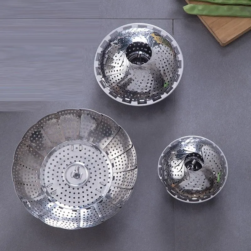 High Quality Stainless Steel Fruit Basket Folding Kitchen Multifunctional Steamer Rack Cookware Utensils