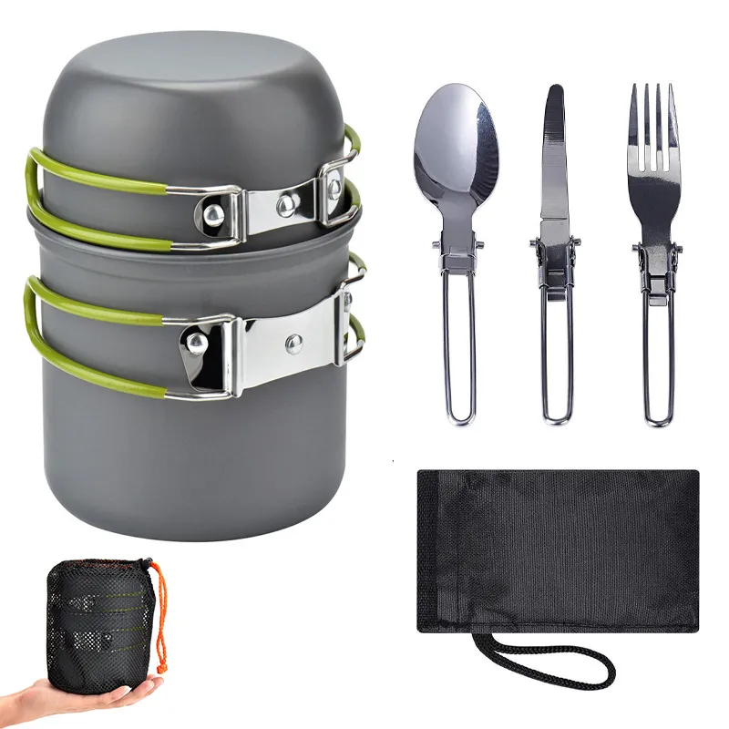 "Outdoor Camping Portable Barbecue Stove Cookware Set Multifunctional Storage Set Pot