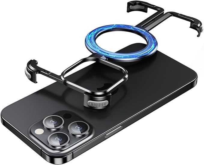 iPhone 15 Pro Frameless Case, Sleek Minimalist Protective Shock Absorption Aerospace Grade Aluminum Shells with Built-in Kickstand Phone Case (Natural Titanium, iPhone 15 Pro)