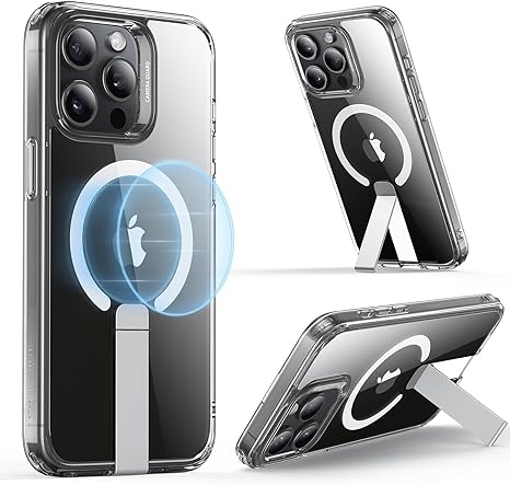 ESR for iPhone 15 Pro Max Case,Compatible with MagSafe,Fully Adjustable Flickstand,Military-Grade Drop Protection,Slim Back Cover with Patented Kickstand, Boost Series, Clear