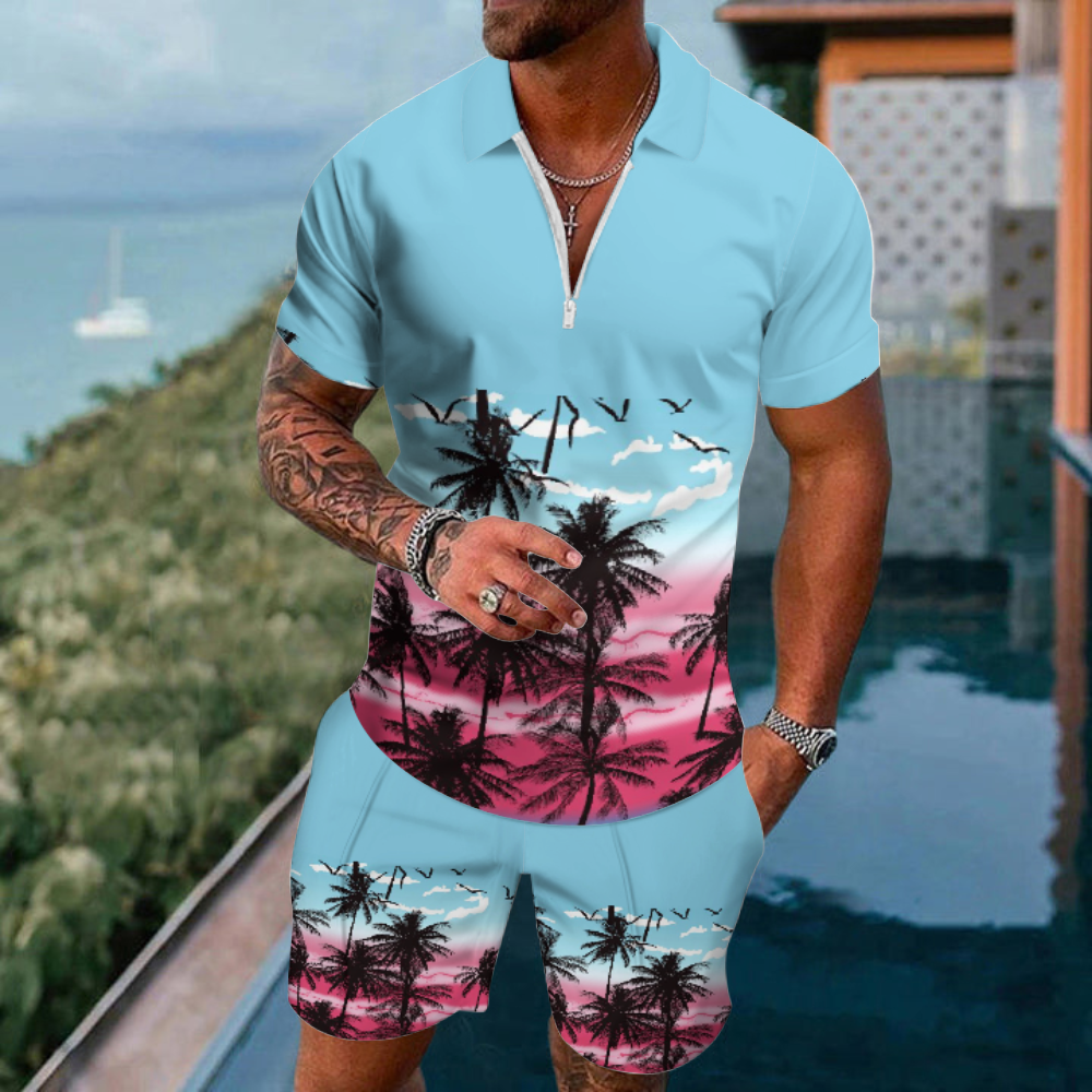Men's  Print Polo Set Polo Shirt