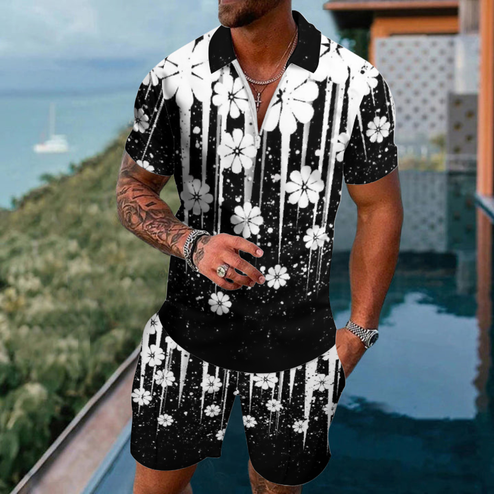 Men's  Print Polo Set Polo Shirt