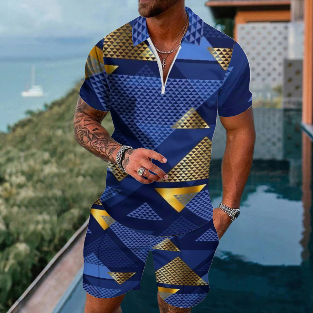 Men's  Print Polo Set Polo Shirt