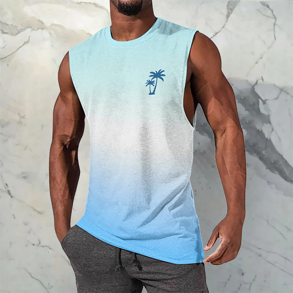 Fashionable and casual street sleeveless vest with personalized printed T-shirt for men in summer