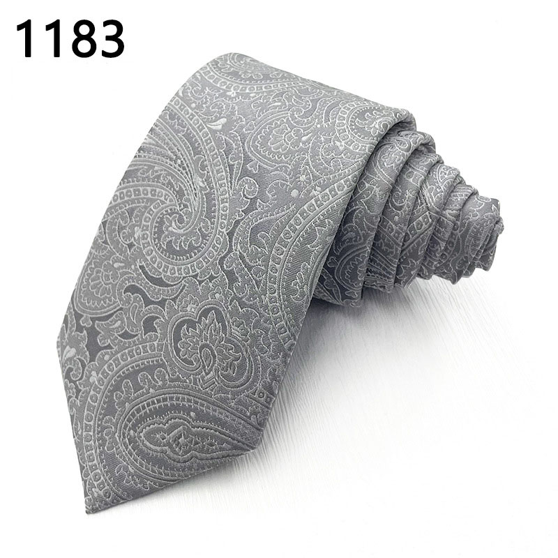 TomsloverMen's Paisley Pattern Series Fashion Silver gray Tie Silk