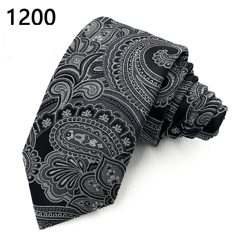 TomsloverMen's Paisley Pattern Series Fashion Black Silk Tie 