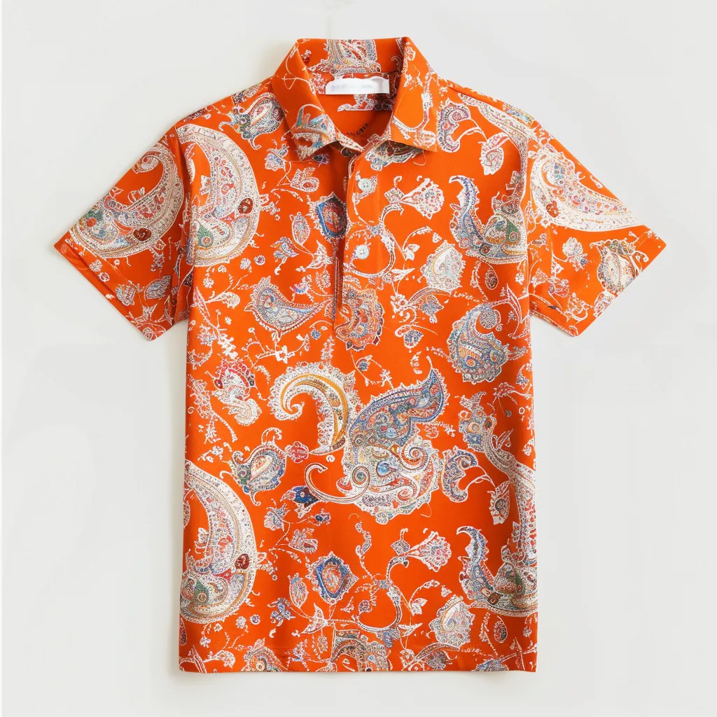 TomsloverRefreshing and Breathable Summer Paisley Print Polo Shirt