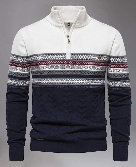 Men's Sweater Slim Fit Casual Knitted Turtleneck Pullover Mock Neck Polo Sweater