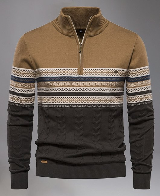 Men's Sweater Slim Fit Casual Knitted Turtleneck Pullover Mock Neck Polo Sweater