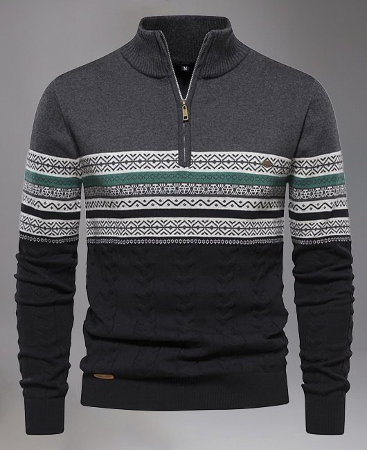 Men's Sweater Slim Fit Casual Knitted Turtleneck Pullover Mock Neck Polo Sweater