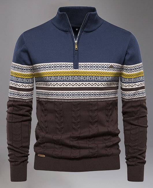 Men's Sweater Slim Fit Casual Knitted Turtleneck Pullover Mock Neck Polo Sweater