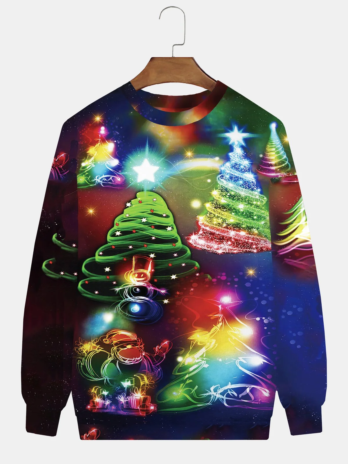 Christmas Holiday Neon Round Neck Sweatshirts Warm Comfortable Pullover Party Top