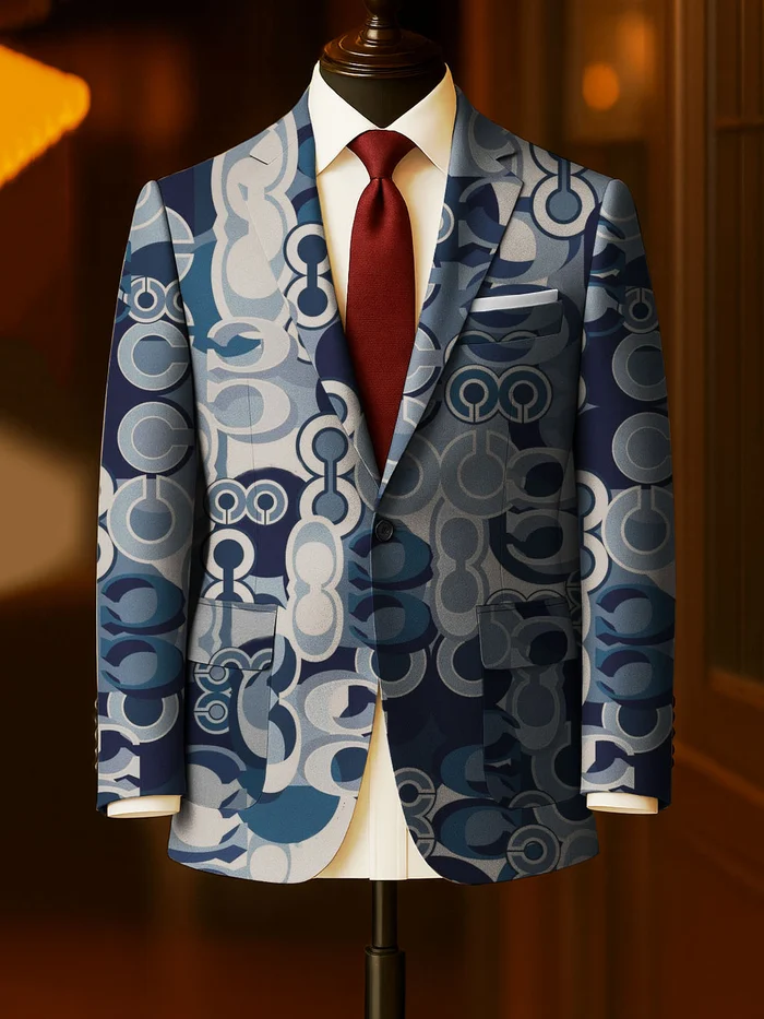 Men's Business Casual Large Pocket Print Blazers