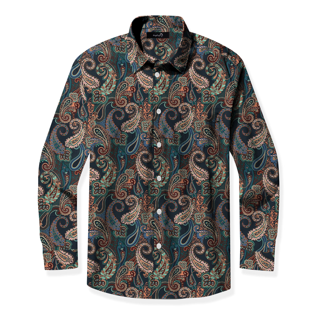 TomsloverMen's business casual printed shirts with pockets 100% Cotton