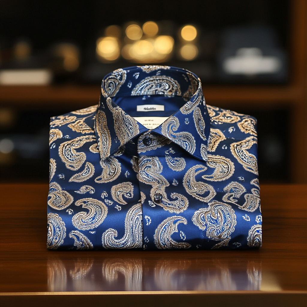 Self-designed business casual shirt paisley classical pattern long sleeve