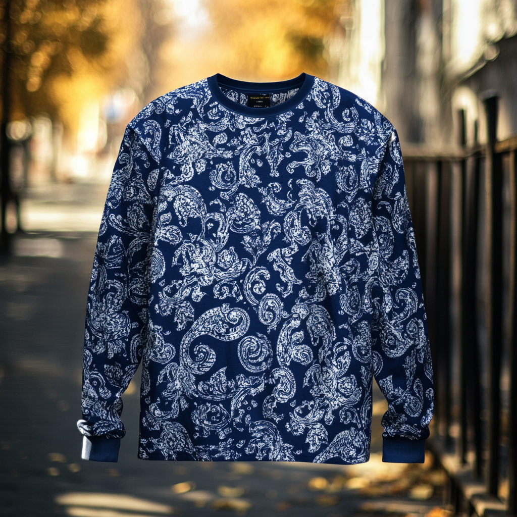 Paisley Print Pullover Long Sleeve Casual Tee