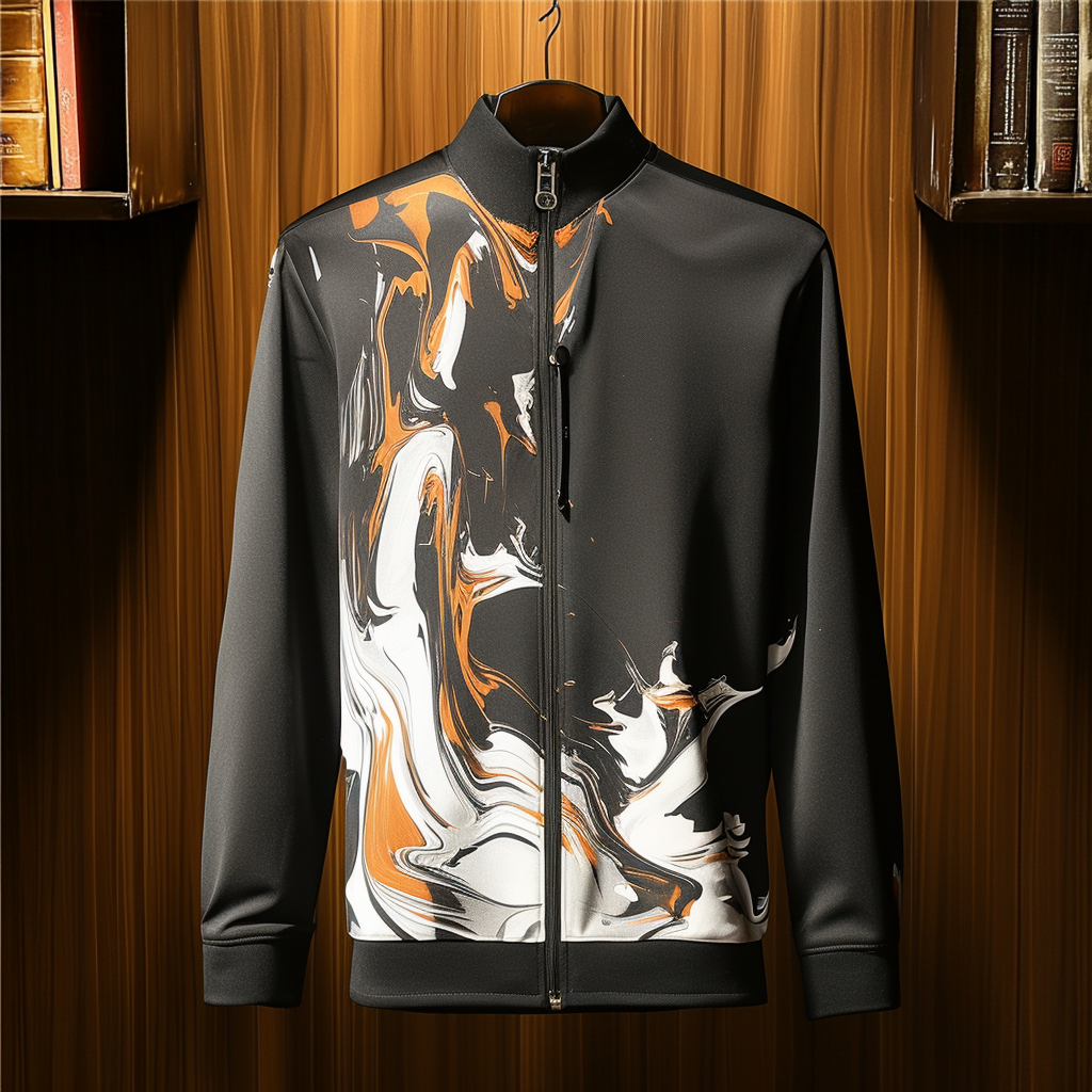 Men's Zipper Printed Jacket Outerwear