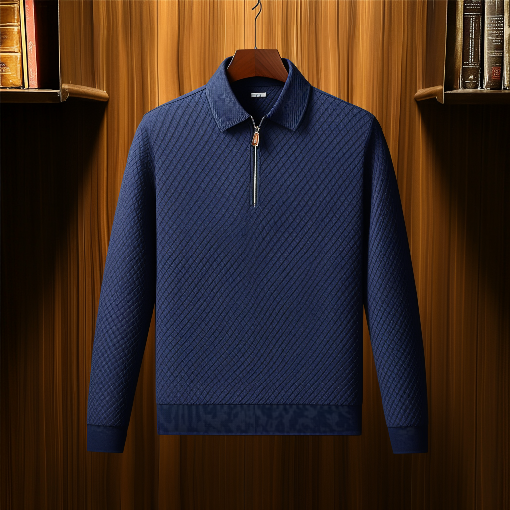 Men's casual half-zip polo shirt