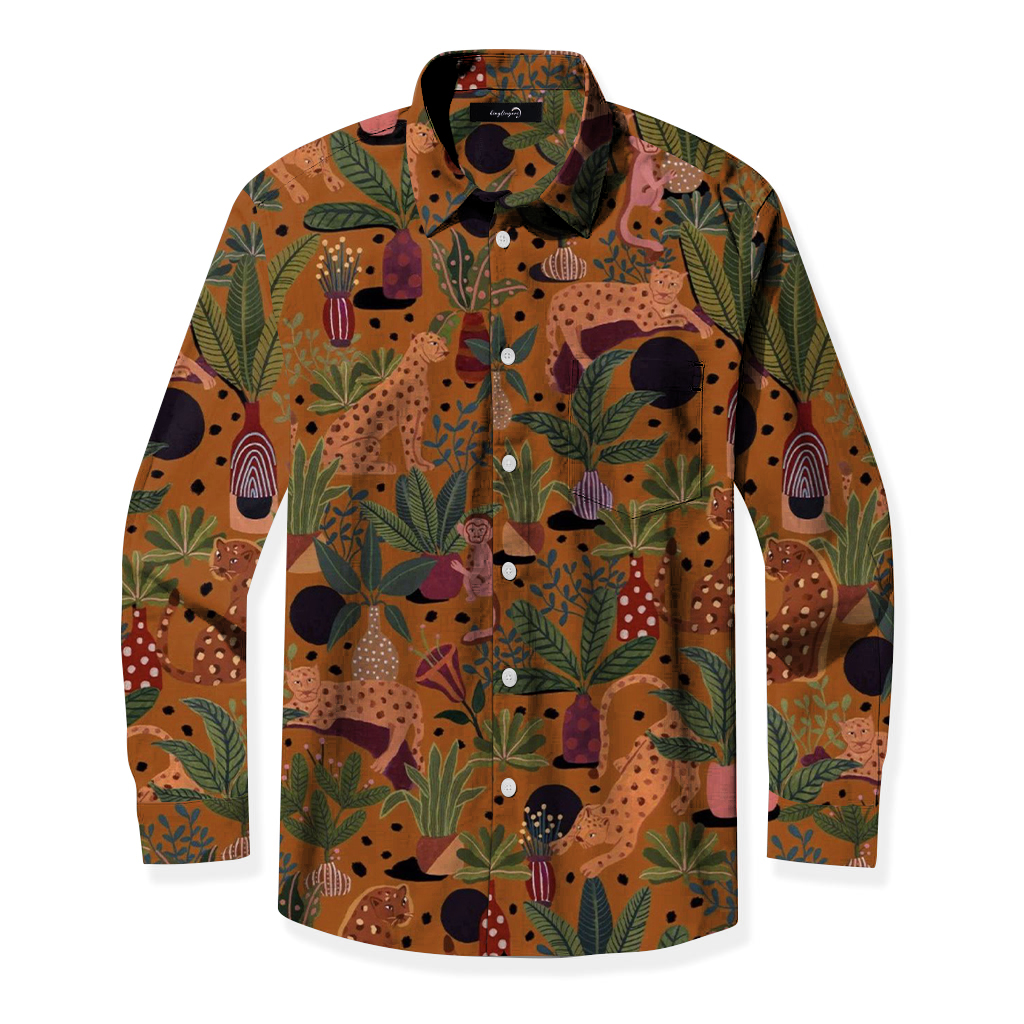 TomsloverMen's business casual printed shirts with pockets 100% Cotton