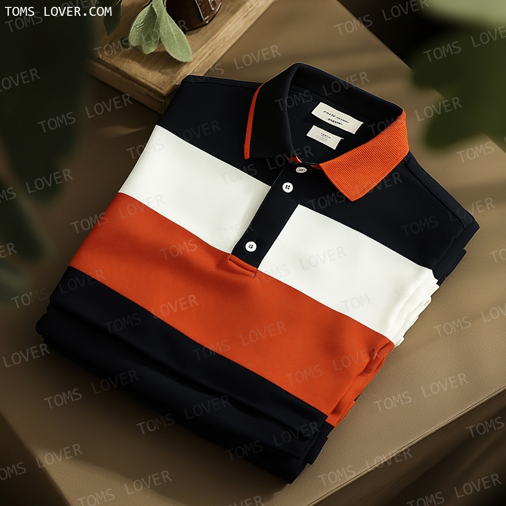 Business casual striped polo shirt Men's polo shirt