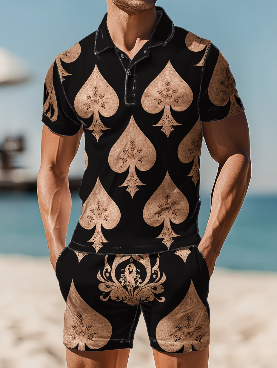 Men's  Print Polo Set Polo Shirt