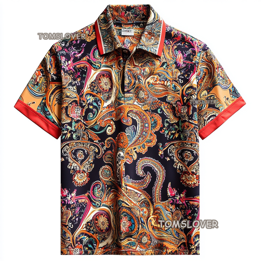 Men's paisley polo shirt