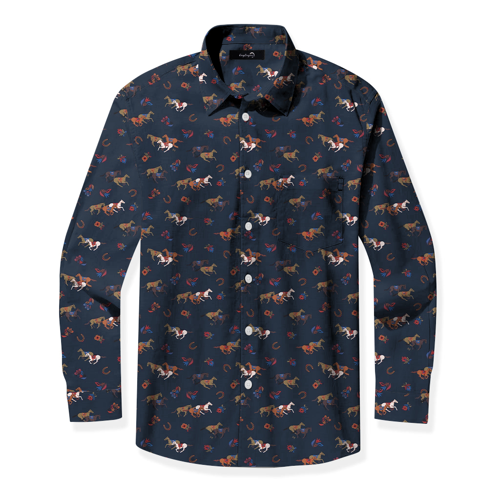 TomsloverMen's business casual printed shirts with pockets 100% Cotton