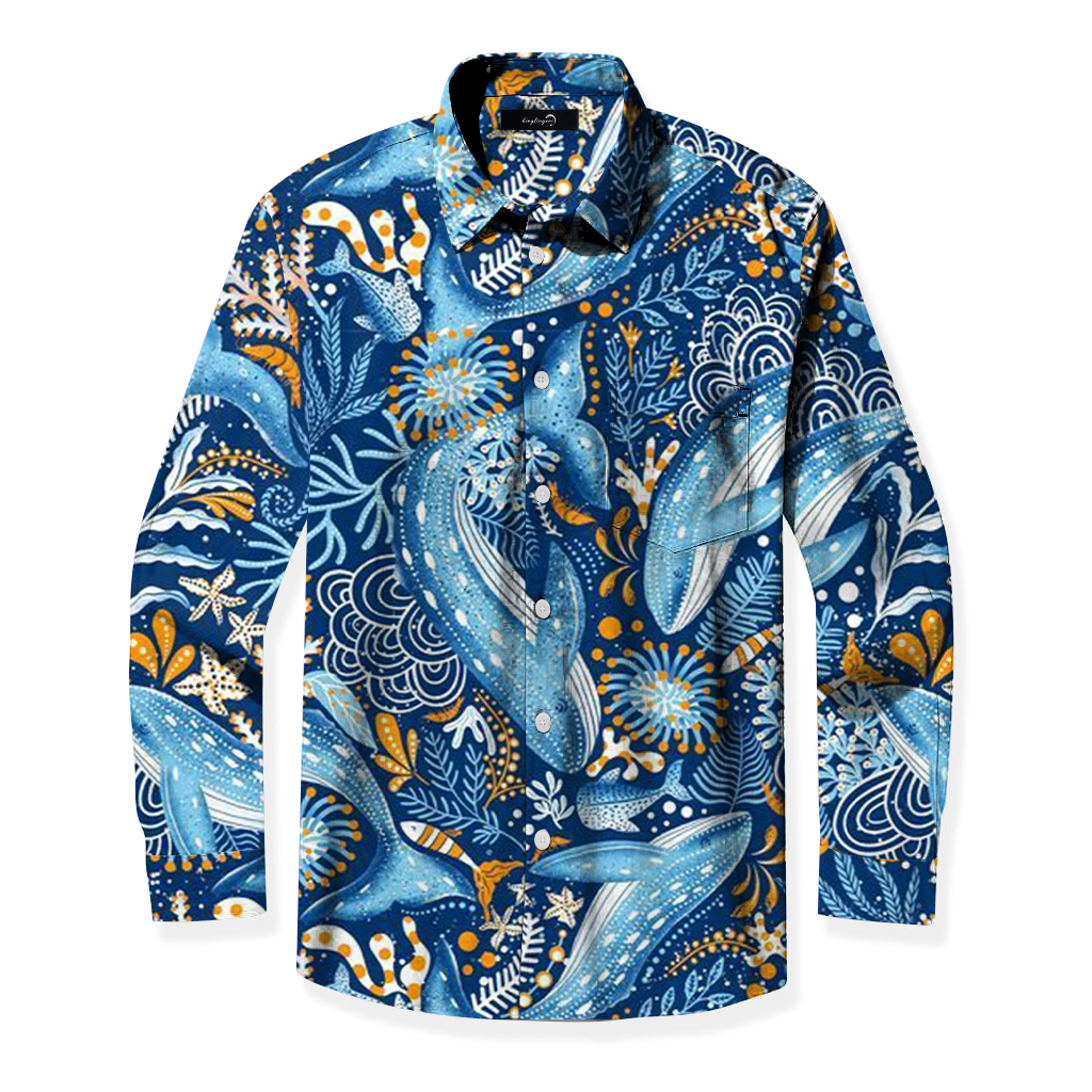 TomsloverMen's business casual printed shirts with pockets 100% Cotton