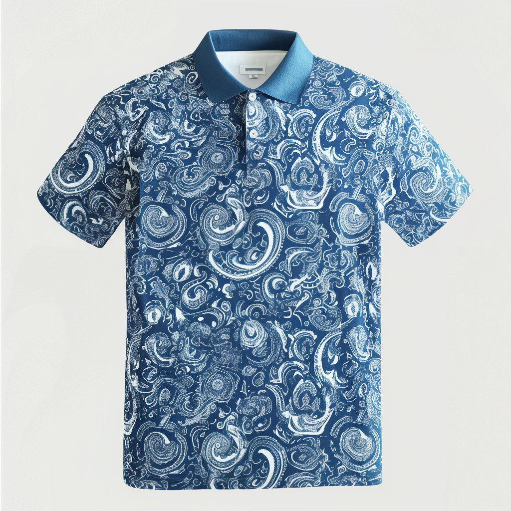 TomsloverRefreshing and Breathable Summer Paisley Print Polo Shirt