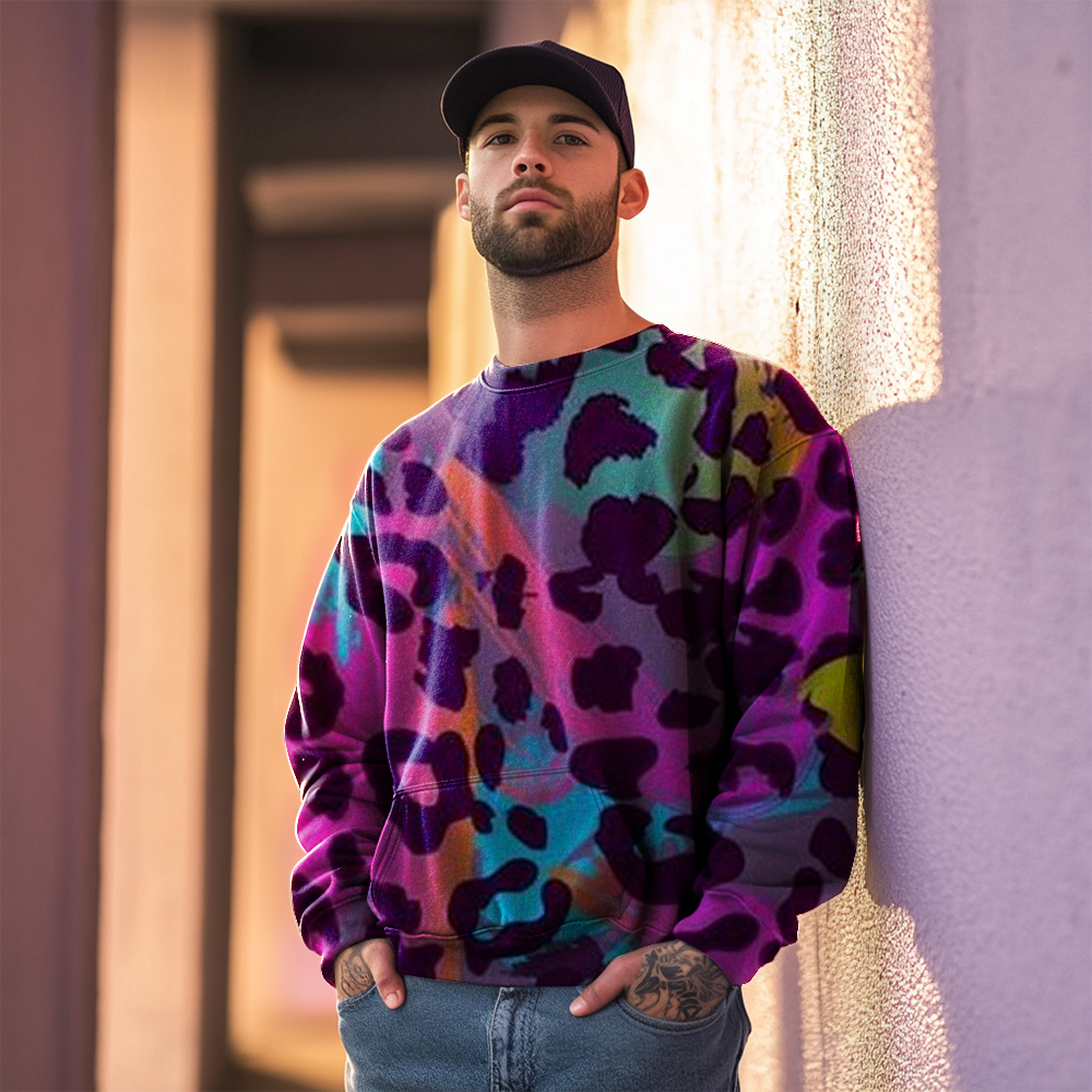 TomsloverPrint Sweatshirt Round Neck Pullover Men