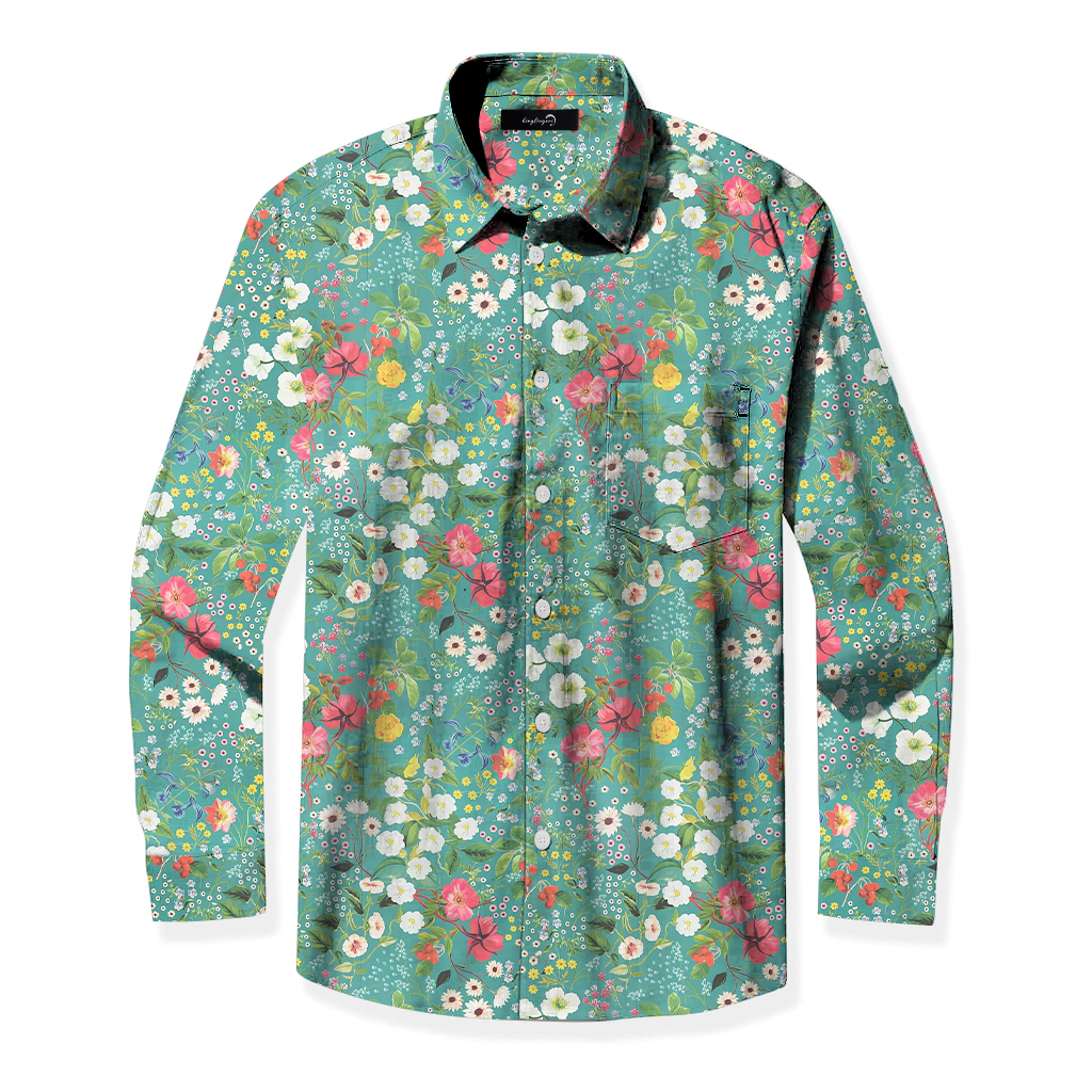 TomsloverMen's business casual printed shirts with pockets 100% Cotton