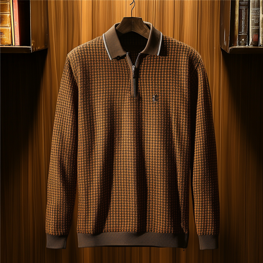 Men's casual half-zip polo shirt