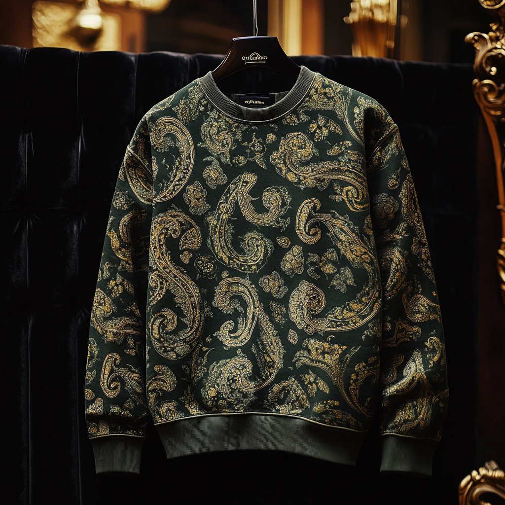 Paisley Print Sweatshirt Round Neck Pullover Men